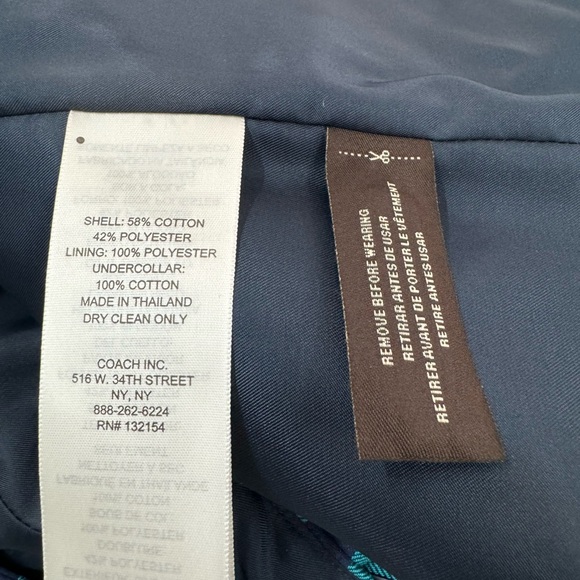 COACH Blue Green Belted Mid Trench Jacket/Coat XL - Picture 8 of 8